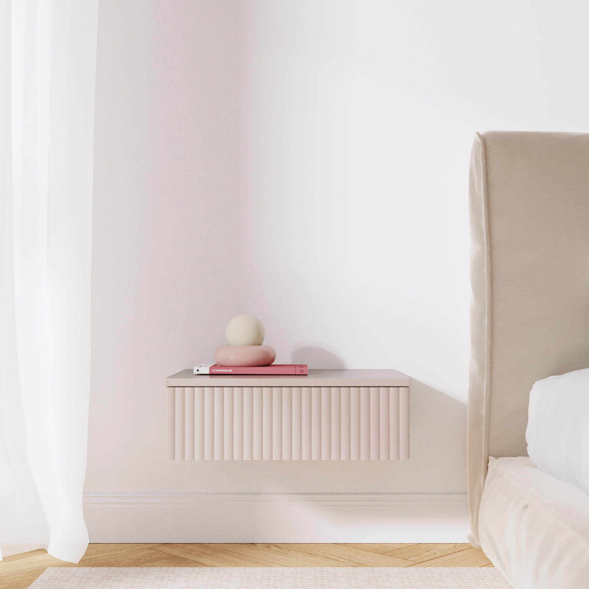 NACHTTISCH Soft mit 1 Schublade, ohne Beinen, Kaschmir - Kaschmir, Holzwerkstoff (50/17/38cm) - Beautysofa