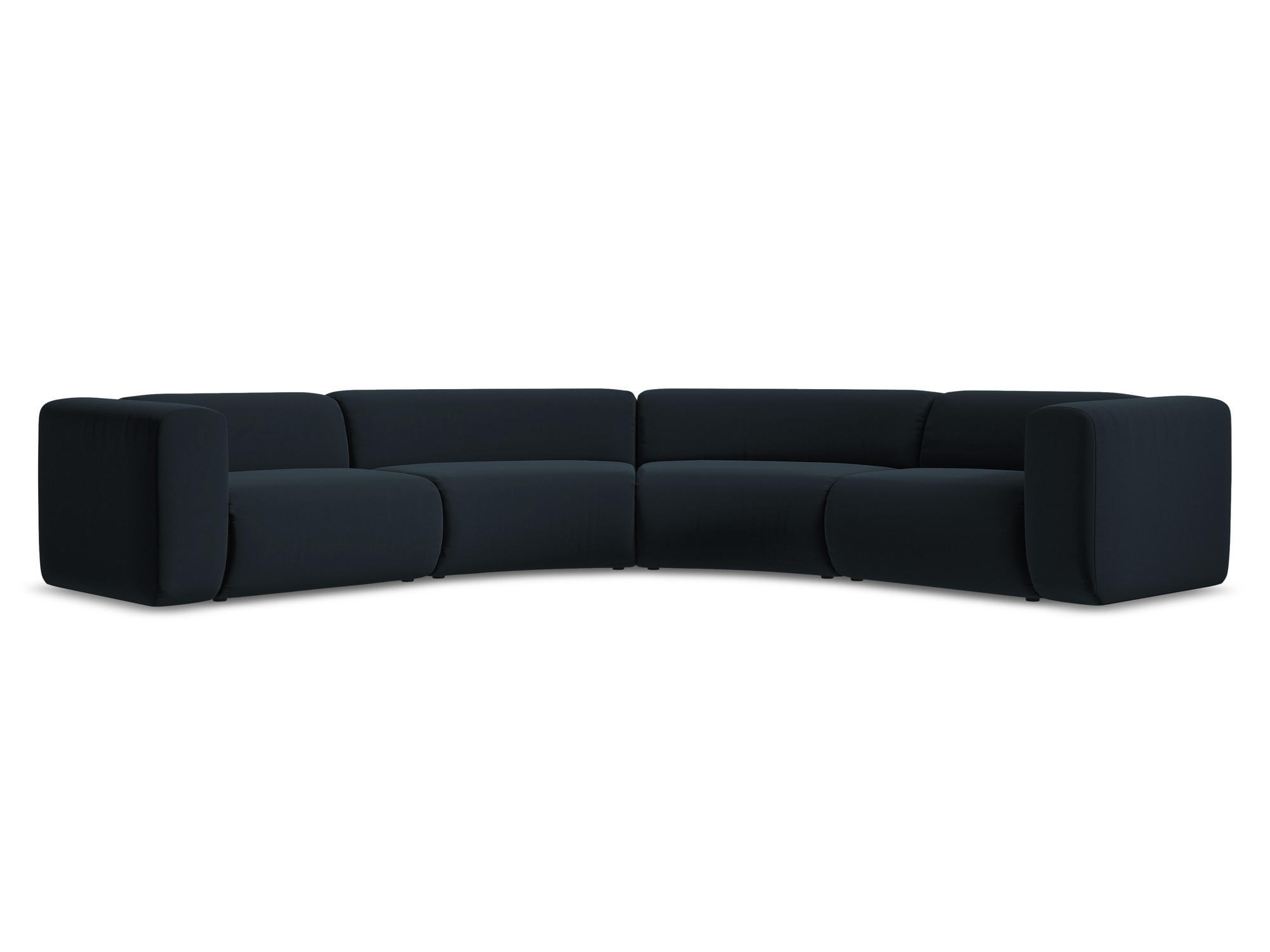 ECKSOFA Samt Stoff Blau - Blau/Schwarz, Kunststoff/Textil (318/318cm) - Makamii