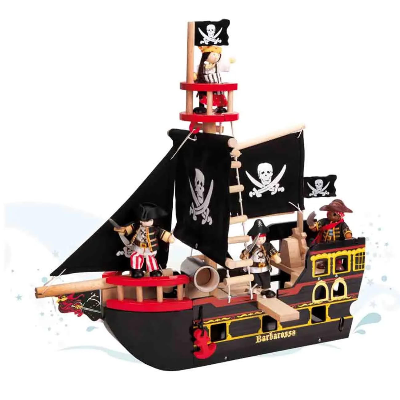 SPIELWELT Piratenschiff Barbarossa, Le Toy Van - Braun, Holz (50/20cm) - Le Toy Van