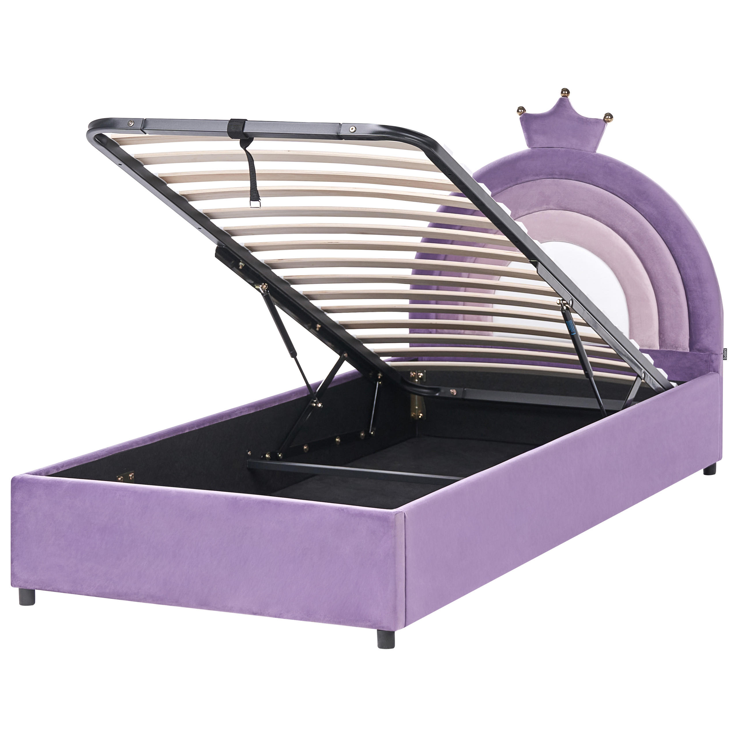 KINDERBETT mit Stauraum 90/200 Samtstoff Violett Grisetot - Violett, Textil (90/200cm) - Beliani