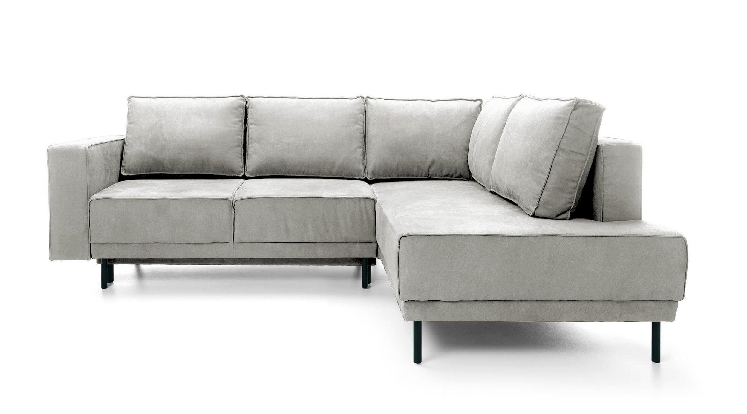 ECKSOFA Rodario Hellgrau Velours - Hellgrau/Schwarz, Textil/Metall (247/187cm) - Selsey