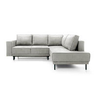 ECKSOFA Rodario Hellgrau Velours - Hellgrau/Schwarz, Textil/Metall (247/187cm) - Selsey