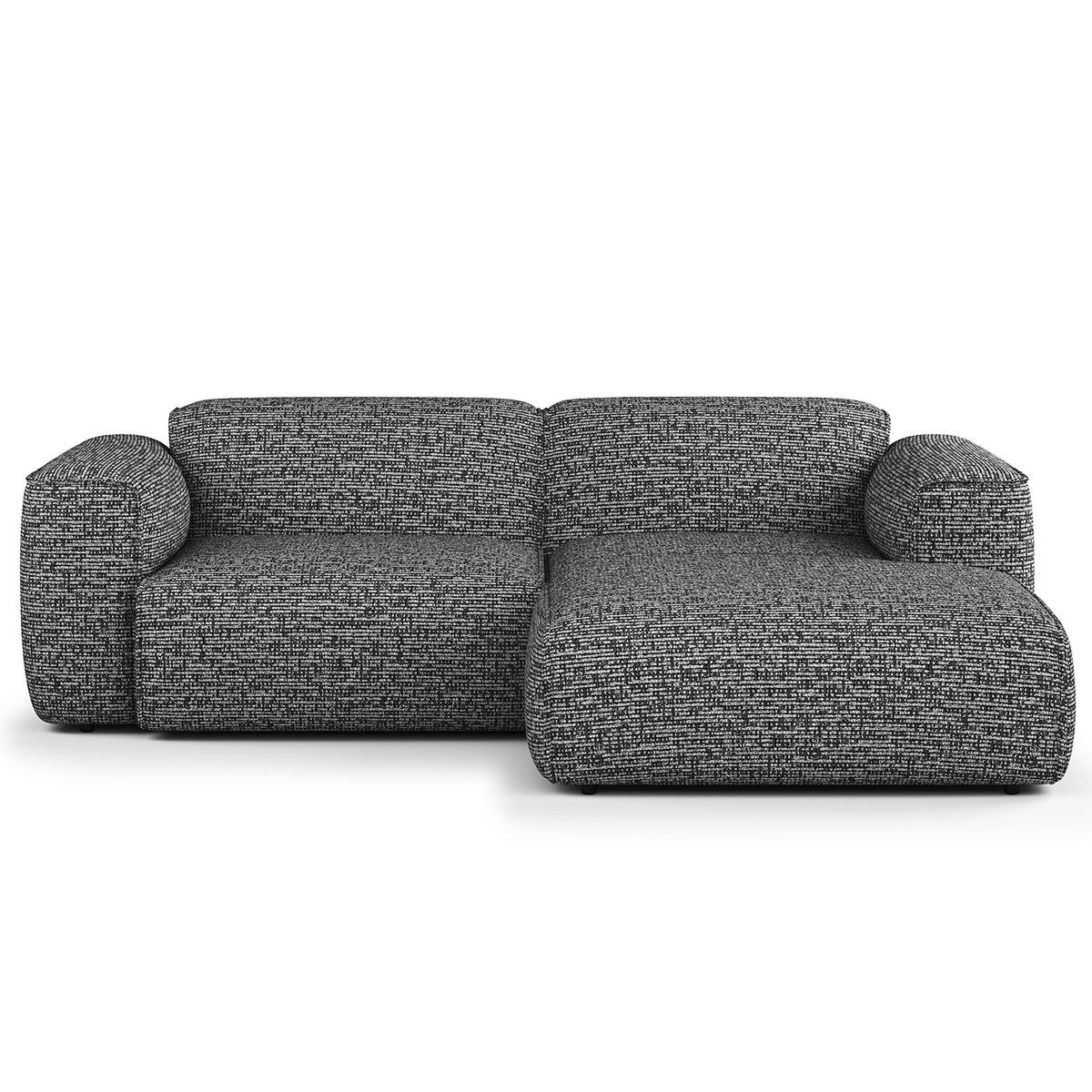 ECKSOFA mit XL-Longchair - Schwarz/Grau, Kunststoff/Textil (260/171cm) - home24