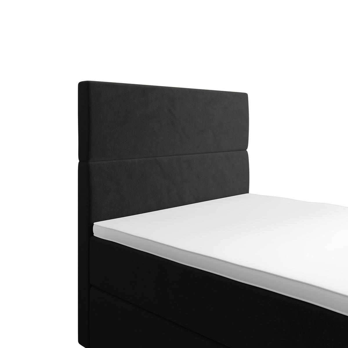 BOXBETT FLO 100x200 Itaka 27, mit Matratze H3, Bonell und Topper, Grau - Dunkelgrau, Holz/Textil (100/200cm) - Bedante