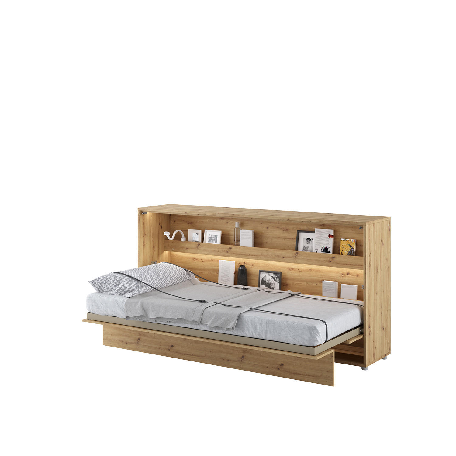 SCHRANKBETT BC-06 - 90x200cm Horizontal - Artisan Eiche - Eiche Artisan, Holzwerkstoff (200/90cm) - Meblini