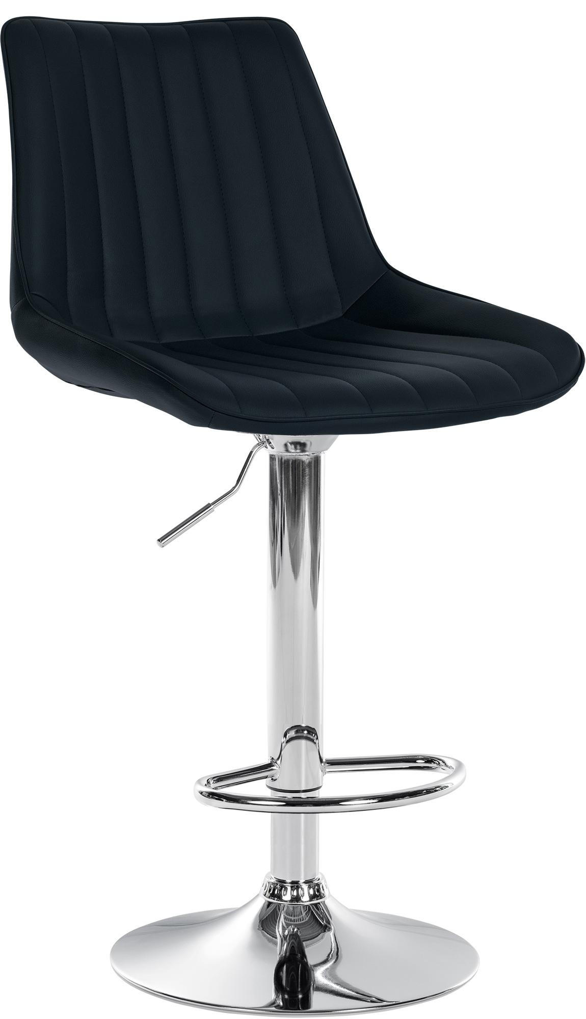 BARHOCKER RIO Schwarz Kunstleder Chrom - Schwarz, Leder/Metall (49.5/91/50cm) - DELUKE