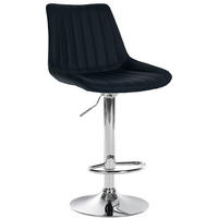 BARHOCKER RIO Schwarz Kunstleder Chrom - Schwarz, Leder/Metall (49.5/91/50cm) - DELUKE
