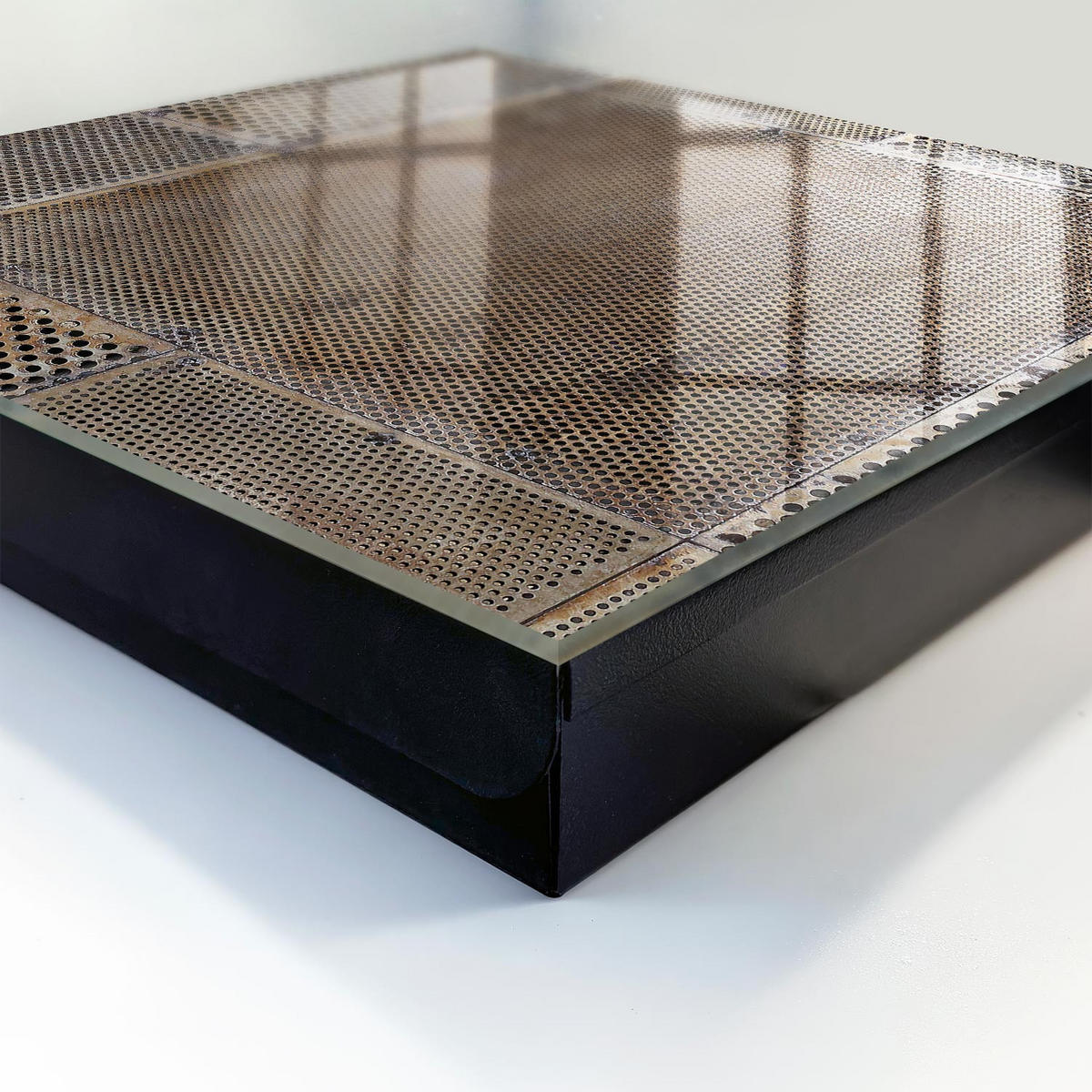 SCHLÜSSELBOX Schwarz 30x30 cm- Türöffnung nach rechts - Industriemuster - Braun, Metall (30/30/5cm) - TULUP