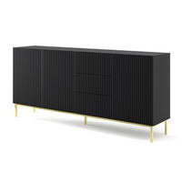 KOMMODE Schwarz, Schwarz, Gold 200/89/42 - Schwarz, Holzwerkstoff (200/89/42cm) - RAUMHIRSCH FURNITURE