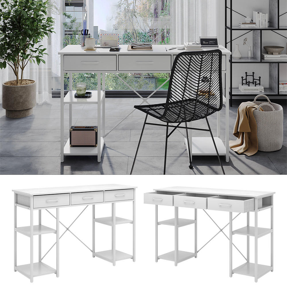 Vicco Schminktisch Chino In Eiche Rustikal – 120 Cm Breit Mit 3 Vlies-Schubladen