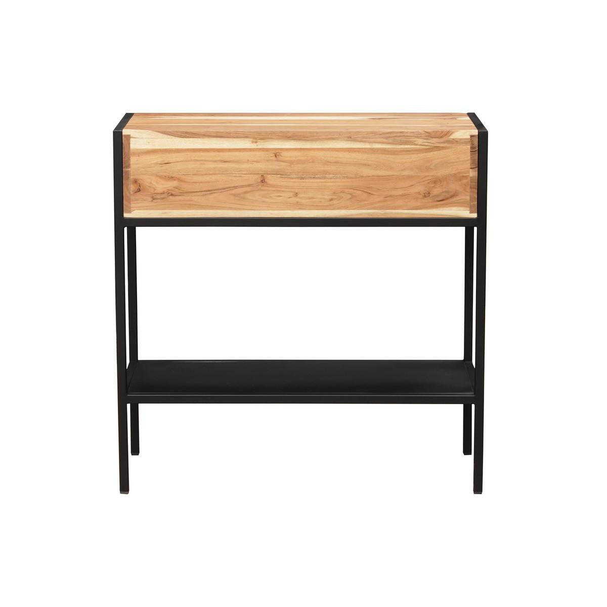 KONSOLE Akazie Schwarz Metall 2 Schubladen ARTHUS - Eukalyptusholzfarben, Holz (80/35/80cm) - Miliboo