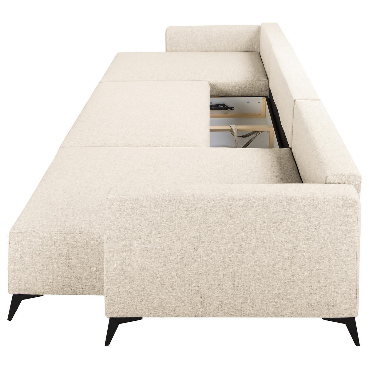 WOHNLANDSCHAFT - Beige/Schwarz, Textil (382/81/148cm) - home24