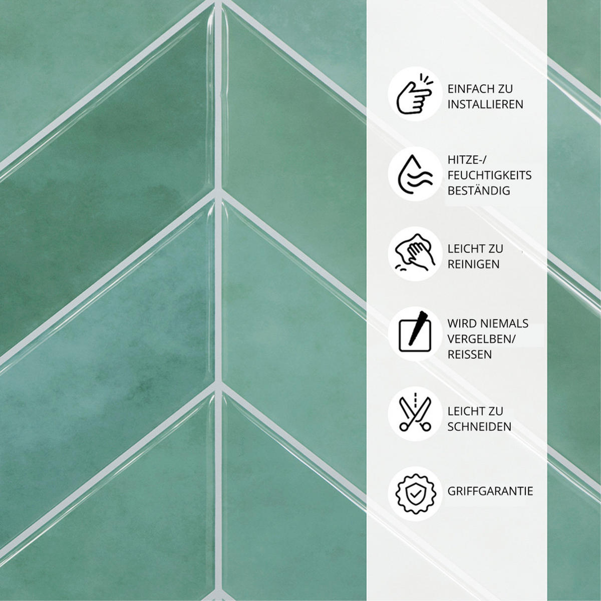 FLIESENAUFKLEBER 1 Stück 29 x 22,8 cm Selbstklebende Fliesen - Mora Verde - Türkis/Grün, Kunststoff (22.8/0.12/29cm) - Mazovia