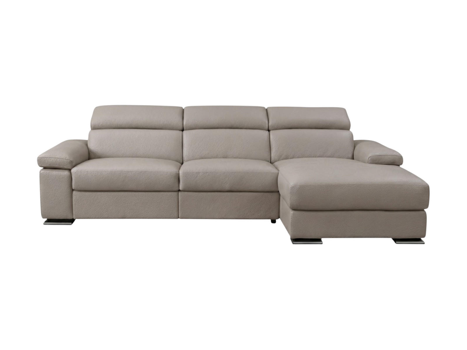 ECKSOFA Plutone Echtleder Greige - Greige, Leder/Metall (165/286cm)