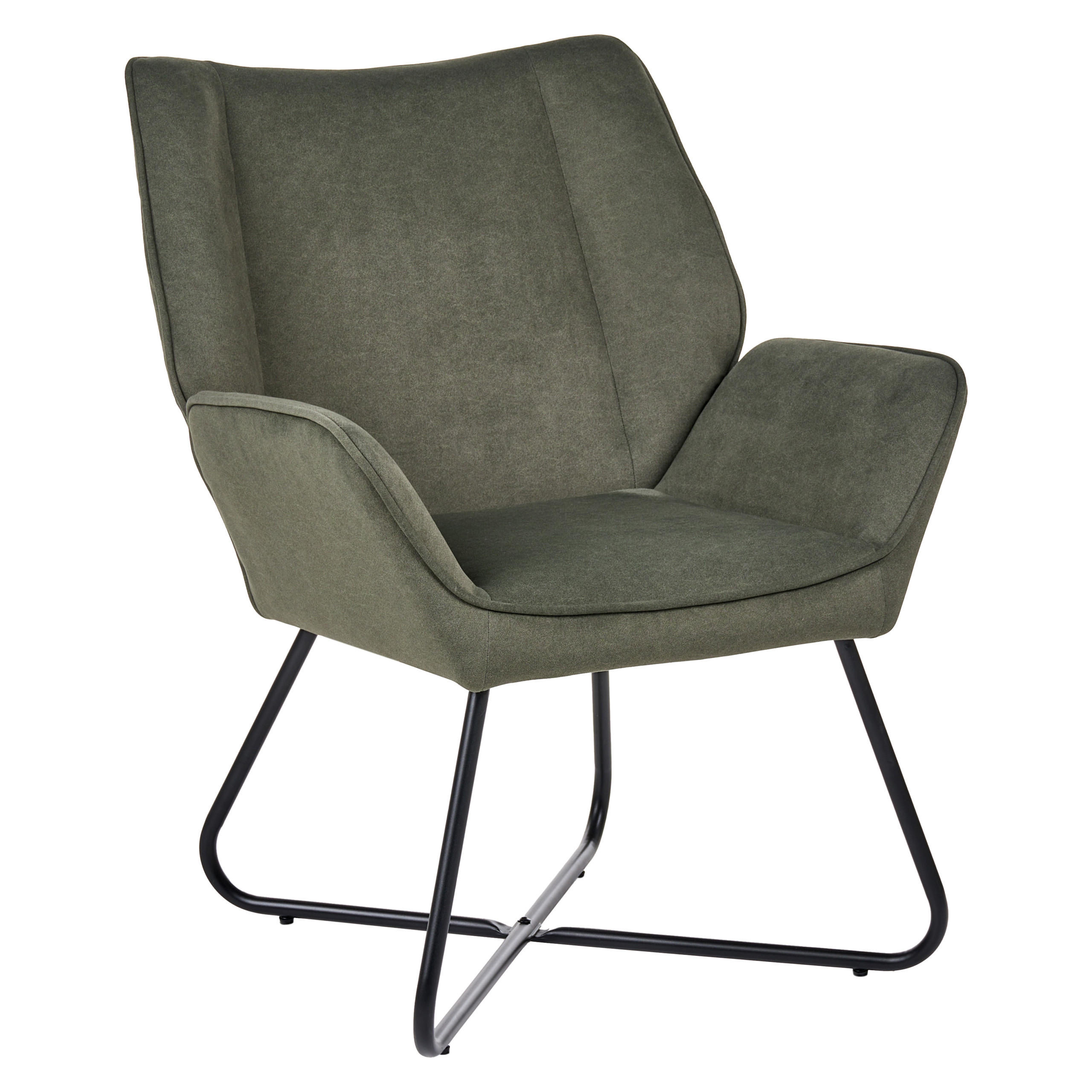 SESSEL Samtstoff Dunkelgrün Gressela - Schwarz/Grün, Textil (67/87/67cm) - Beliani