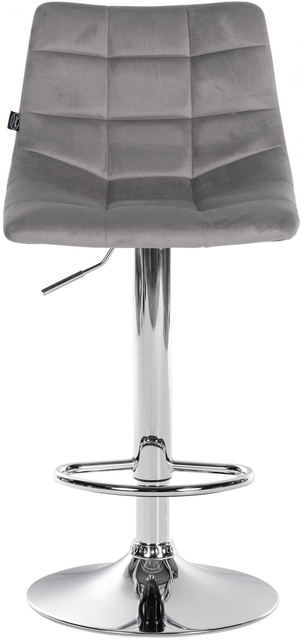 BARHOCKER Samt grau - Chromfarben/Grau, Textil/Metall (43/87/46.5cm) - CLP