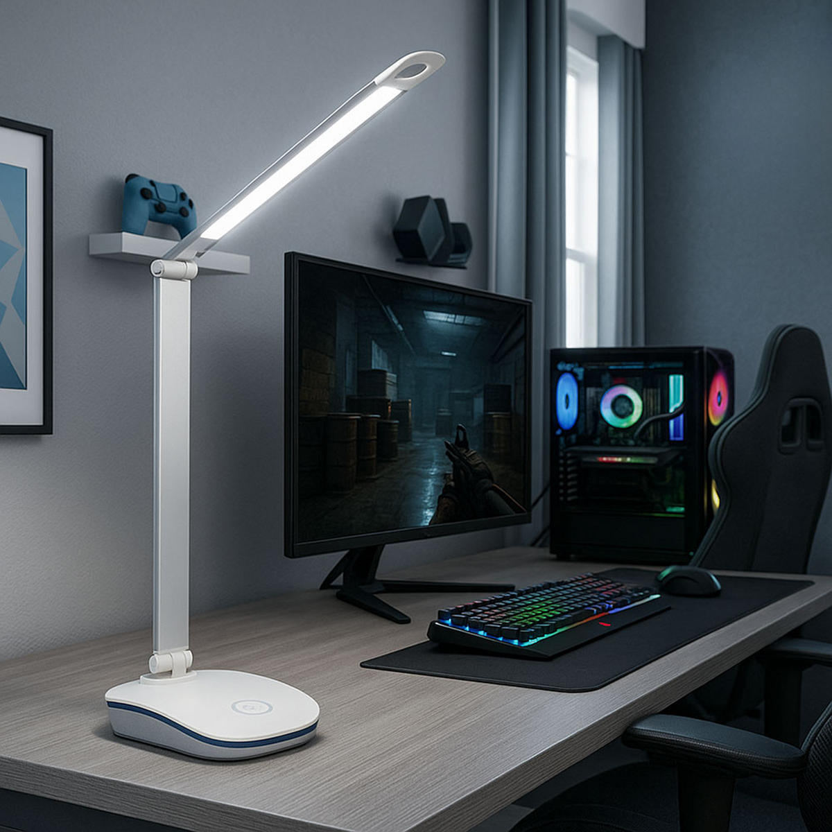 LED TISCHLEUCHTE Talisa Silber - Silberfarben, Kunststoff (33/120/71cm) - Globo Lighting