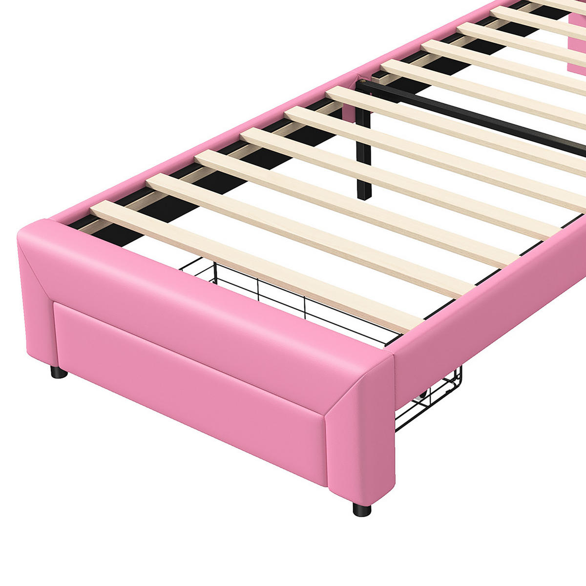 POLSTERBETT Kronen mit Kristallsteinen & RGB-LED 90/200 cm PU-Leder Rosa - Pink, Textil (90/200cm) - Creahappy