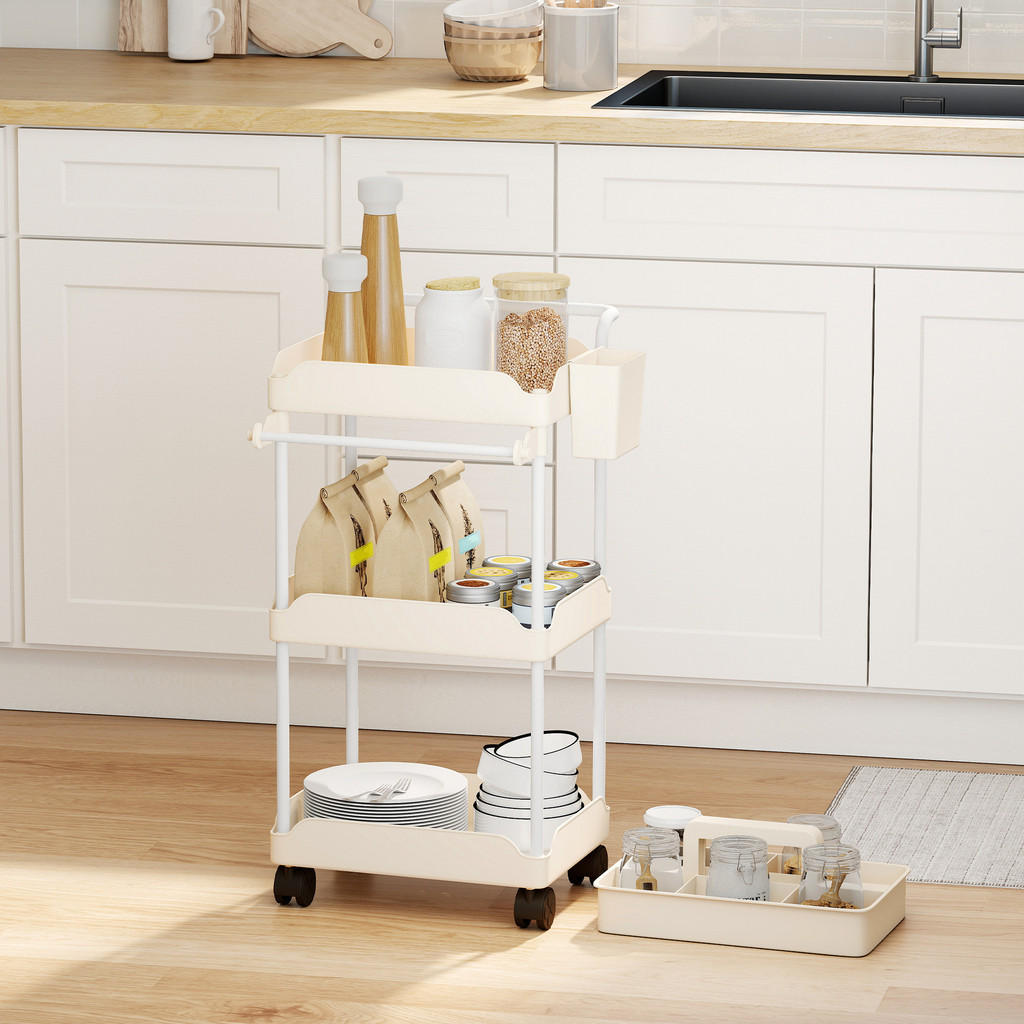 Thumbnail - Homcom Küchenwagen, Weiß, Kunststoff, 42x76x42.5 cm, Esszimmer, Servierwagen