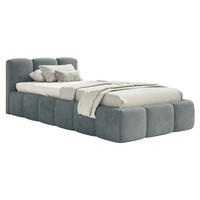 POLSTERBETT Cloudy Low Grau Samt, Bettkasten & Lattenrost, 90x200 cm - Schwarz/Grau, Kunststoff/Textil (90/200cm) - Selsey