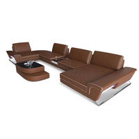 WOHNLANDSCHAFT Bari U - Hellbraun, Leder (456/89/243cm) - Sofa Dreams