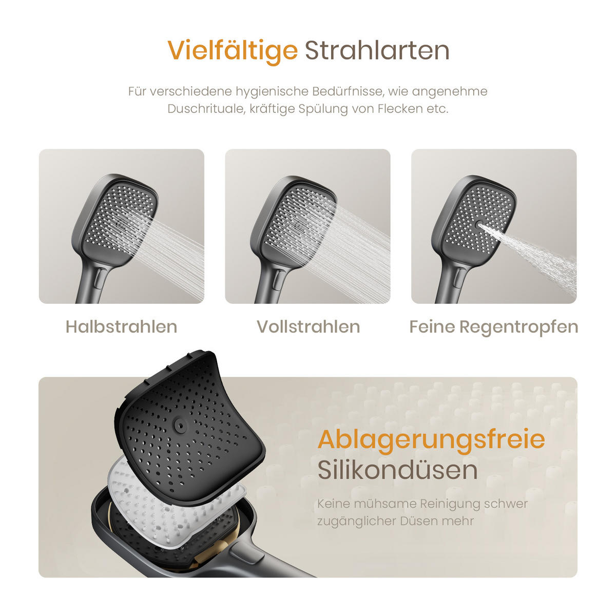 ÜBERKOPFBRAUSESET mit Zweiwege-Thermostatmischer Handbrause Anthrazit Matt - Anthrazit, Metall (35.5/115/15cm) - EMKE