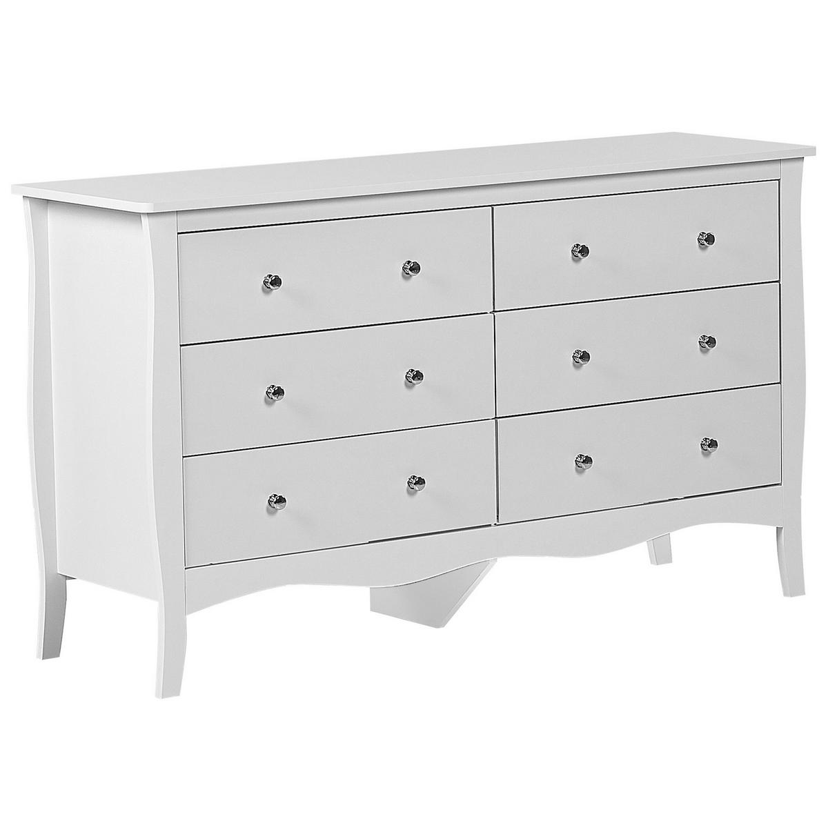 KOMMODE 6 Schubladen Metallgriffe weiß Winchester - Weiß, Holzwerkstoff (130/75/40cm) - Beliani