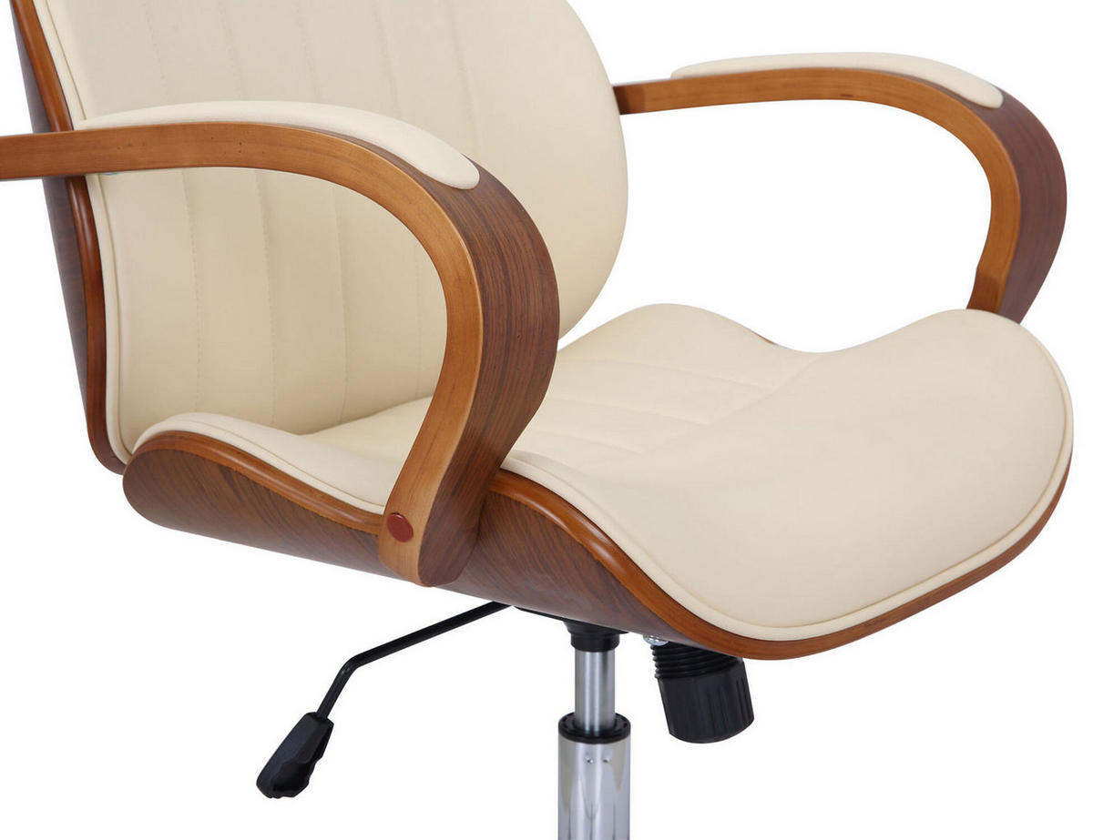 BÜROSTUHL Mellow, Kunstleder Walnuss/Creme - Creme, Textil/Metall (63/108/68cm) - TPFLiving