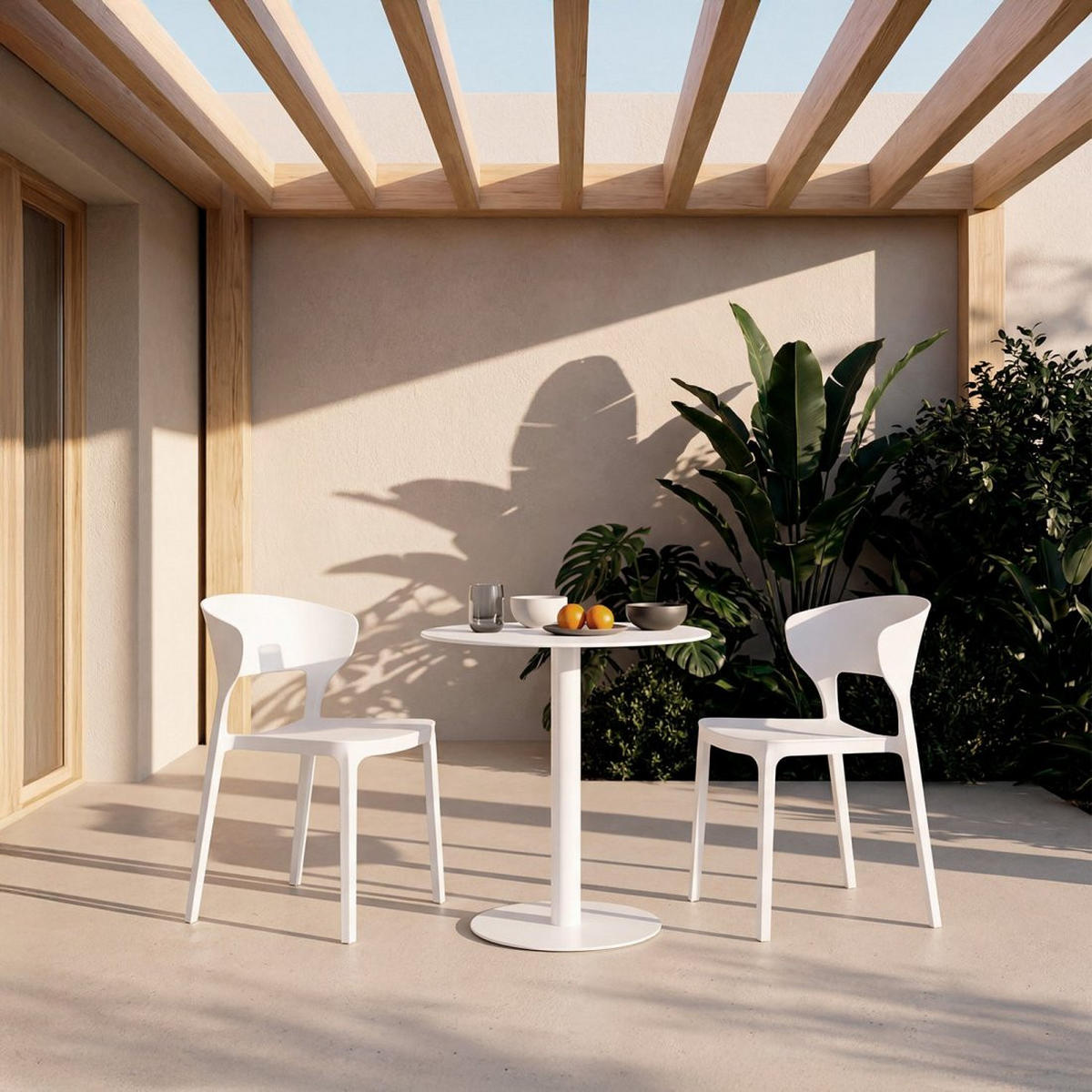 GARTENSTUHL Serin Weiß 48 cm x 76 cm 4er-Set - Weiß, Kunststoff (48/76/52cm) - Klast Home