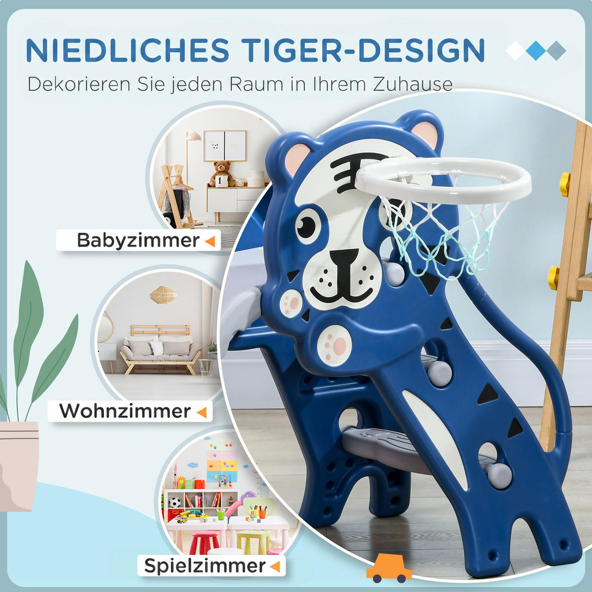 KINDERRUTSCHE PE Blau - Blau, Kunststoff (60/70/133cm) - AIYAPLAY