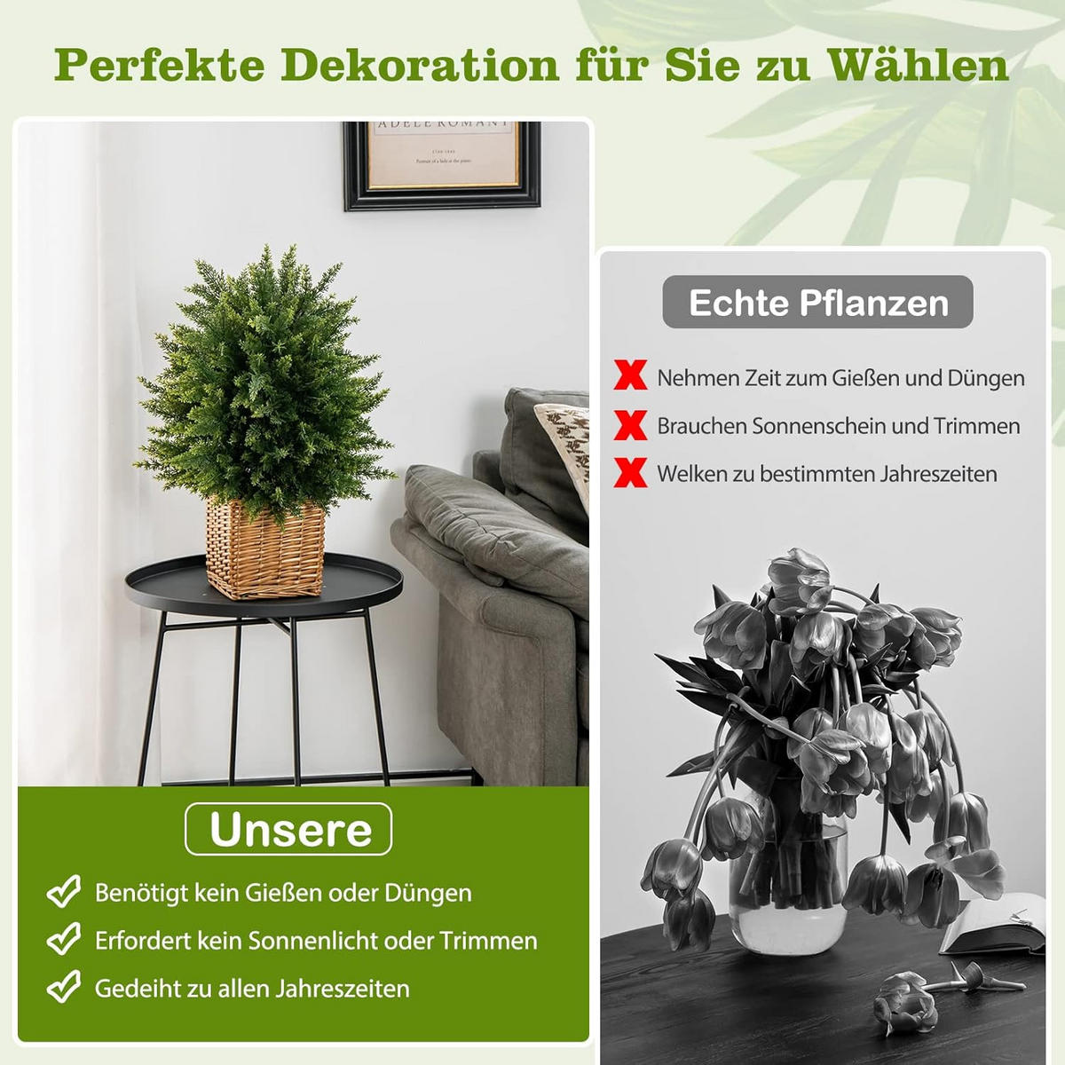 BUCHSBAUMKUGEL Zeder Grün(2er-Set) - Grün, Kunststoff (55cm) - COSTWAY