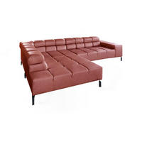 ECKSOFA NELSON Rot Leder - Rot/Schwarz, Leder/Metall (321/216cm) - KAWOLA