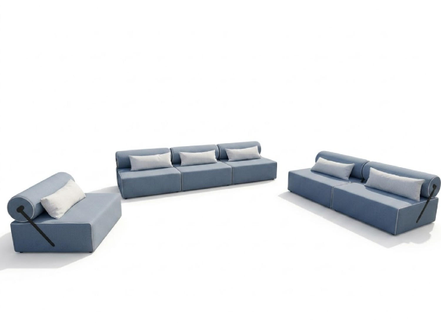 GARTENMÖBEL Set BALI - 6 Personen - Wetterfeste Balkonmöbel & Lounge Sofa Außen - Moderne Outdoor Couch für Garten - Patio & Terrasse - Blau - Blau, Kunststoff - Trada