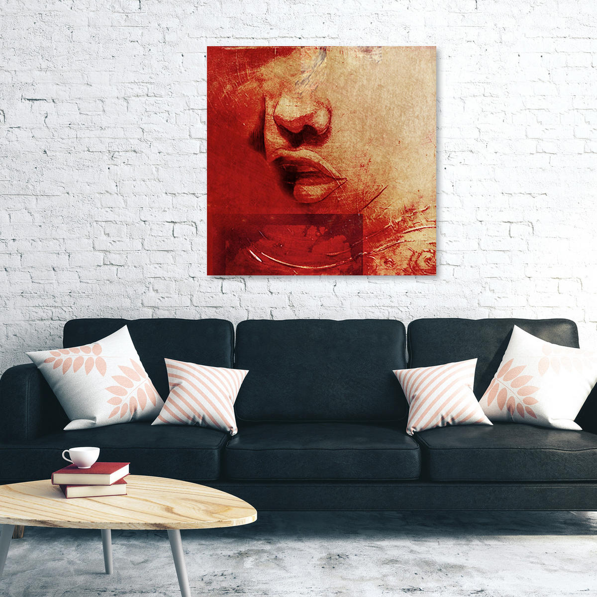 LEINWANDBILD Menschen Rot - Rot, Textil (30/30cm) - Feeby