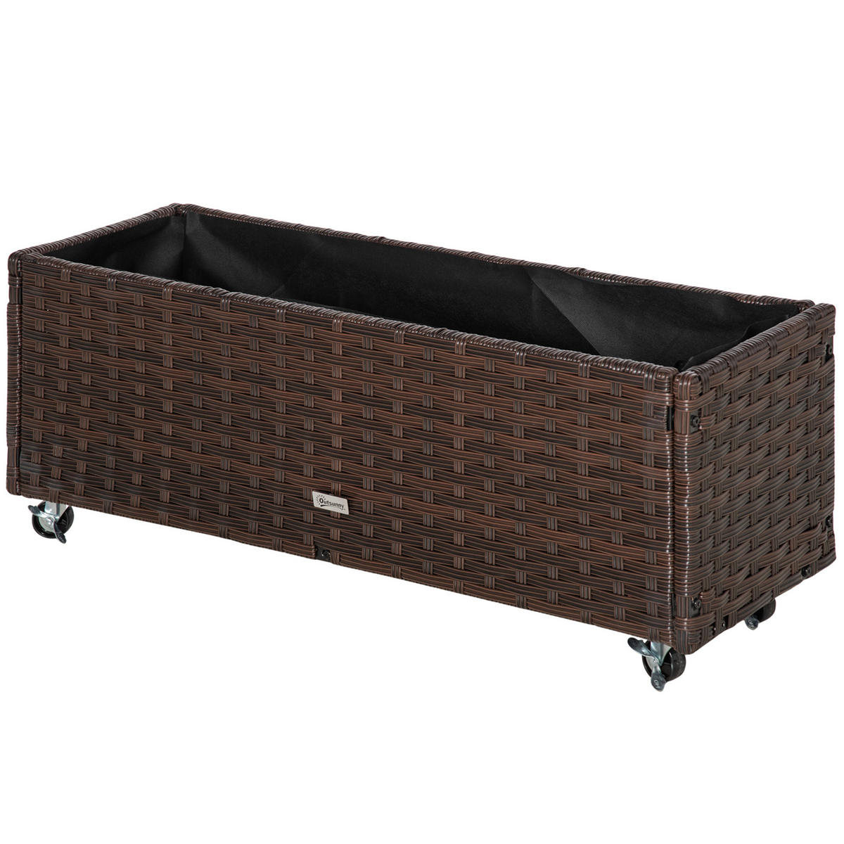 HOCHBEET DE-07783 mit Rollen, Poly Rattan, Abflusslöchern Kaffee-Braun - Braun, Kunststoff (94.5/36/31cm) - ComfortXL