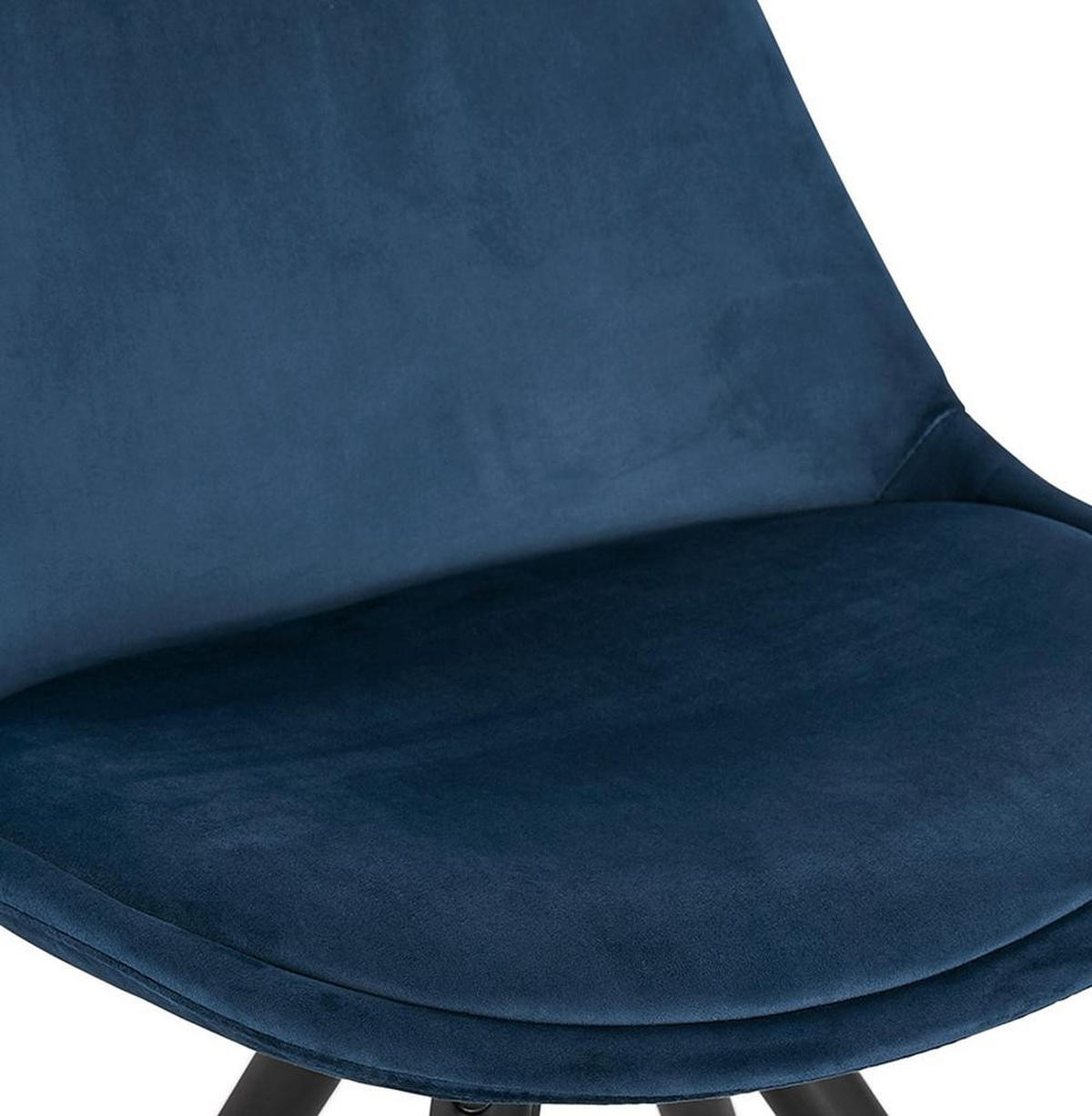 ESSZIMMERSTUHL Samtbezug mit Buchenholzgestell Vintage mit hoher Rückenlehne, Blau-Schwarz 48x56x84 cm - Blau/Schwarz, Buchenholz/Textil (48/84/56cm) - KADIMA DESIGN