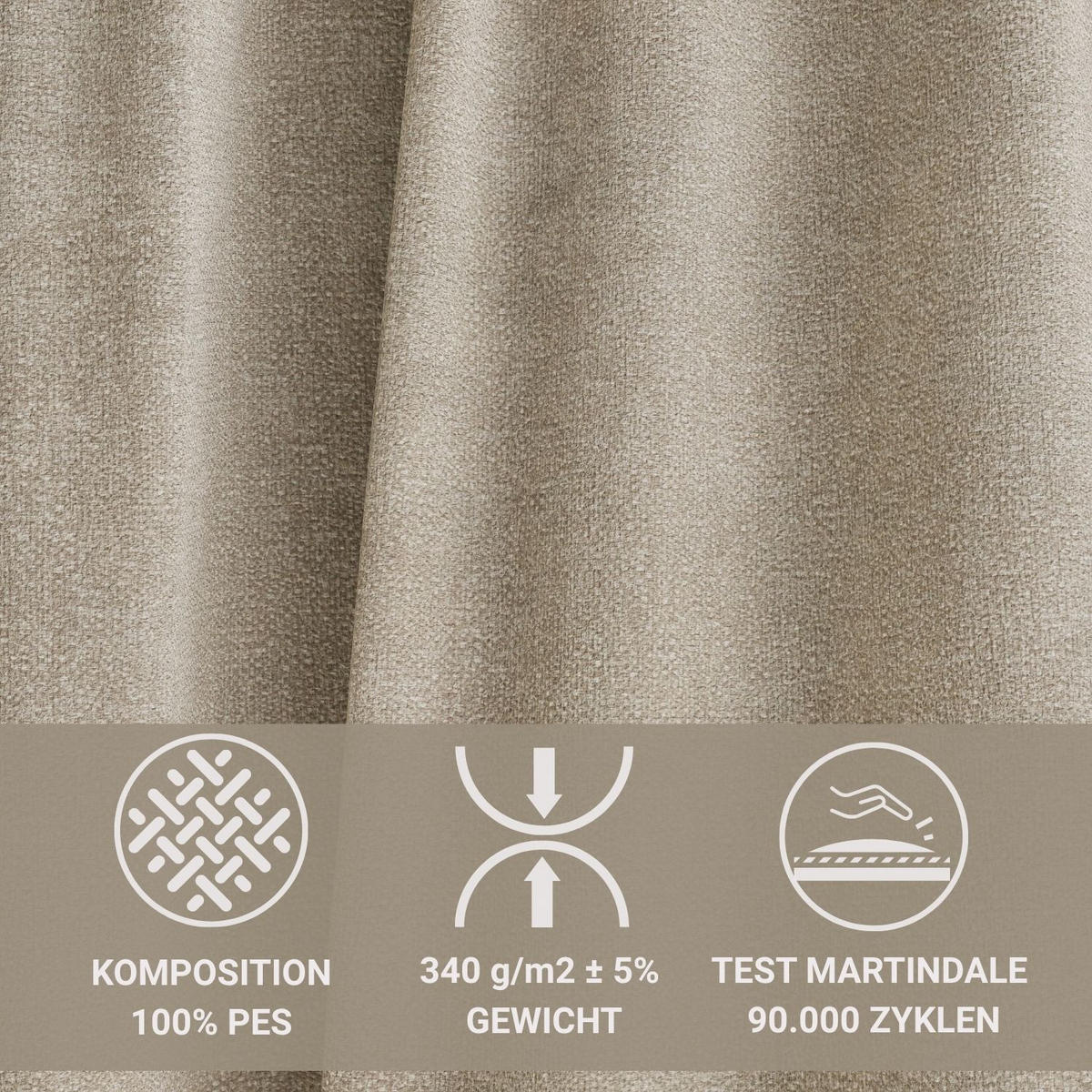 POLSTERBETT Maumere Beige 140/200 cm im Chenille-Stoff - Beige/Schwarz, Holz/Holzwerkstoff (140/200cm) - Maison de Reve