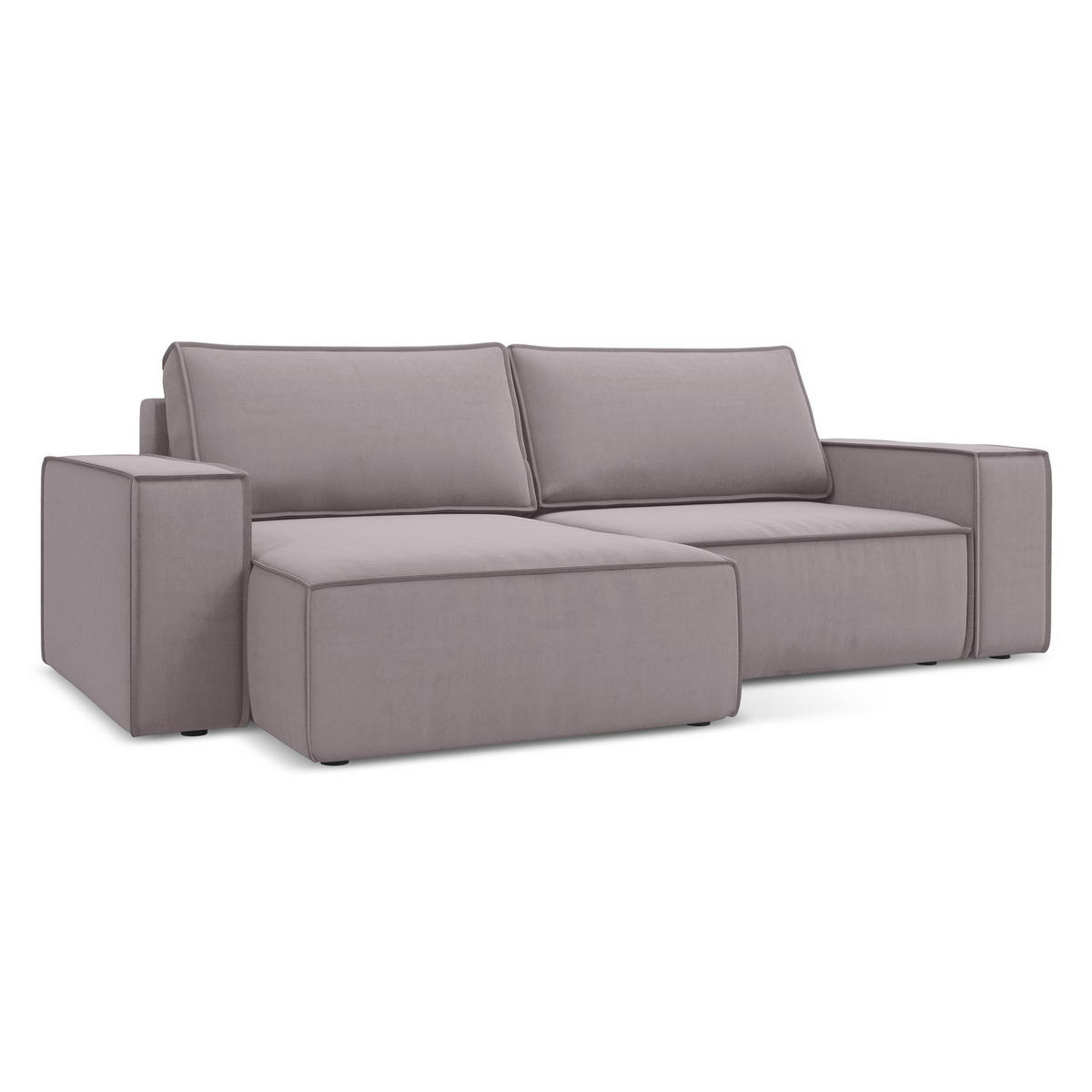 ECKSOFA mit Schlaffunktion Samt Stoff Violett - Lila/Flieder, Kunststoff/Textil (148/257cm) - LaMiaSofa
