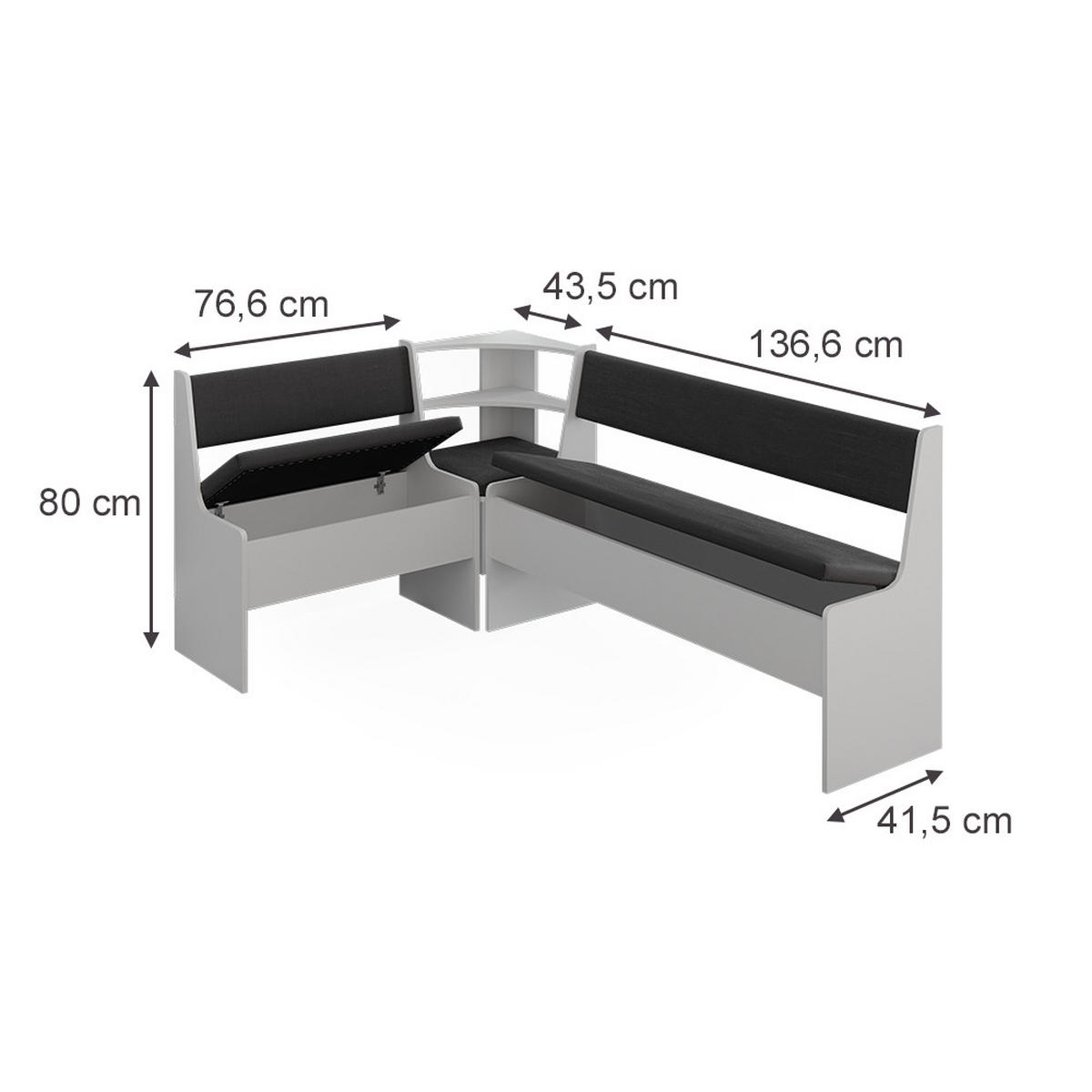 ECKBANKGRUPPE Roman, Weiß, 120.1 x 180.1 cm - Weiß, Holzwerkstoff (120.1/80/180.1cm) - Vicco