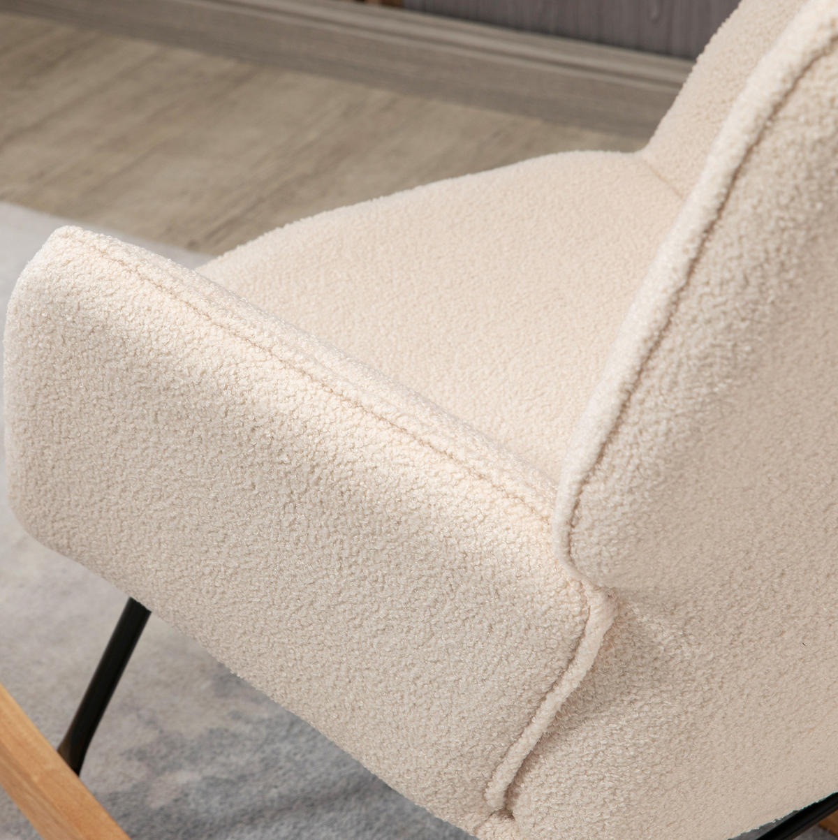 SCHAUKELSTUHL 98/71/101 cm Beige aus Polyester mit hoher Rückenlehne - Beige, Textil (98/101/71cm) - OKWISH
