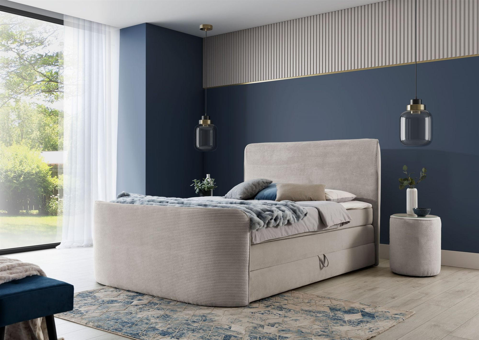 BOXSPRINGBETT Body In Paros - Beige, Holzwerkstoff/Textil (120/200cm) - Fun Möbel