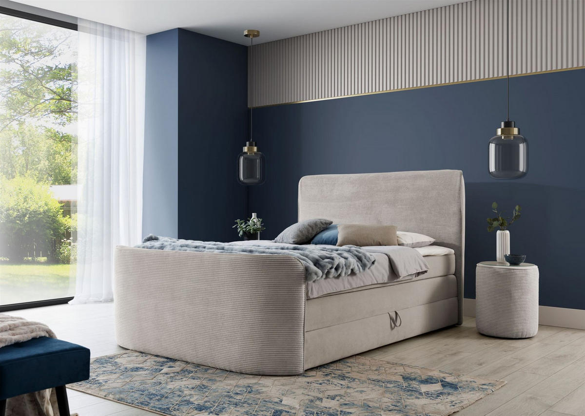 BOXSPRINGBETT Body In Paros - Beige, Holzwerkstoff/Textil (180/200cm) - Fun Möbel