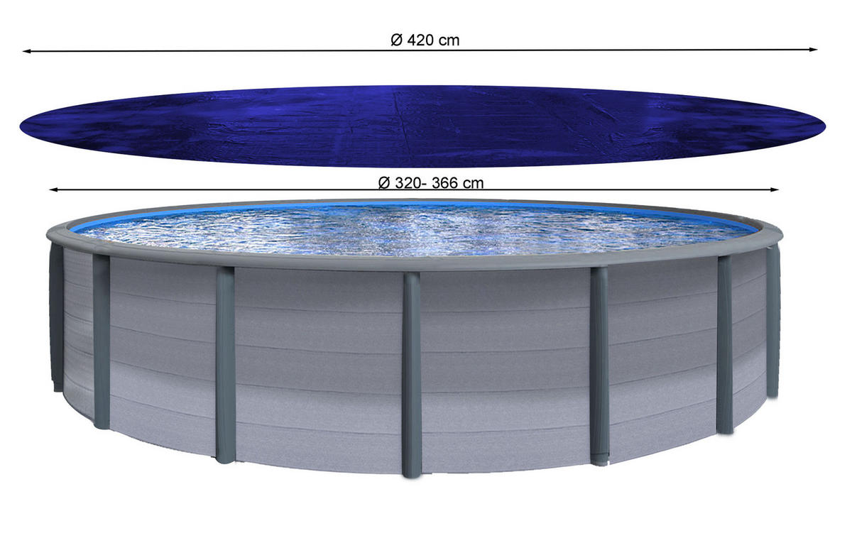 POOLABDECKUNG Rund Planenmaß Ø 420 cm für Pool 320-366 cm Blau - Blau, Kunststoff (420/420cm) - QUICK STAR