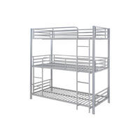 ETAGENBETT - 3 Personen - 3 x 90 x 190 cm - Metall - Silberfarben - ELOUAN III - Silberfarben, Metall - Vente-Unique