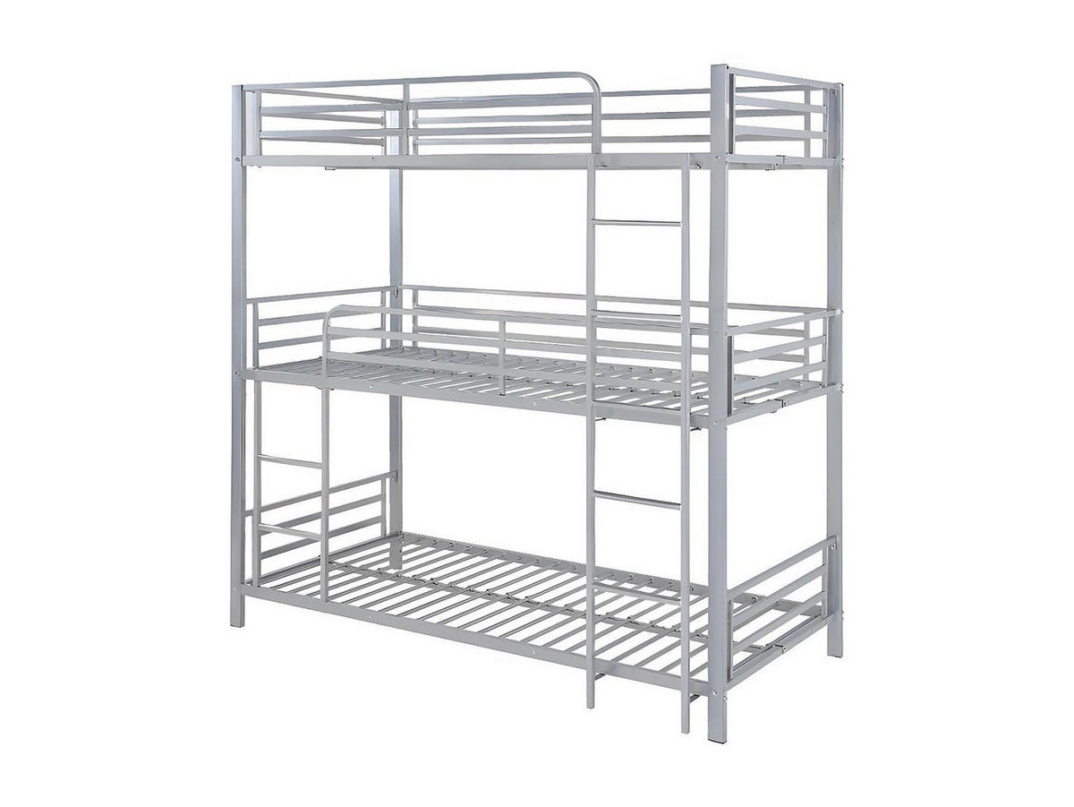 ETAGENBETT - 3 Personen - 3 x 90 x 190 cm - Metall - Silberfarben - ELOUAN III - Silberfarben, Metall - Vente-Unique
