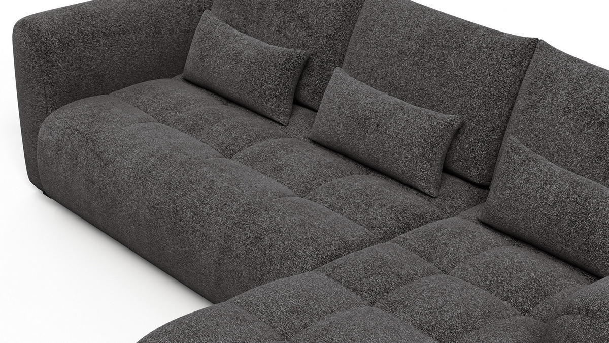 ECKSOFA SORENO 4-Sitzer, dunkelgrau - Dunkelgrau/Schwarz, Holz/Textil (293/171cm) - Courtois Laville