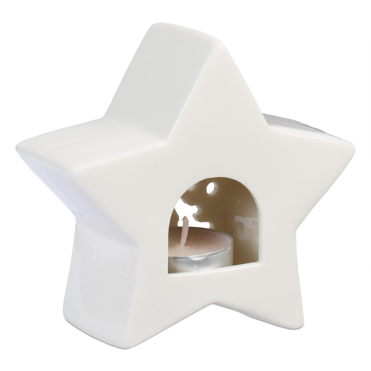 TEELICHTHALTER - Weiß, Keramik (11cm) - Relaxdays