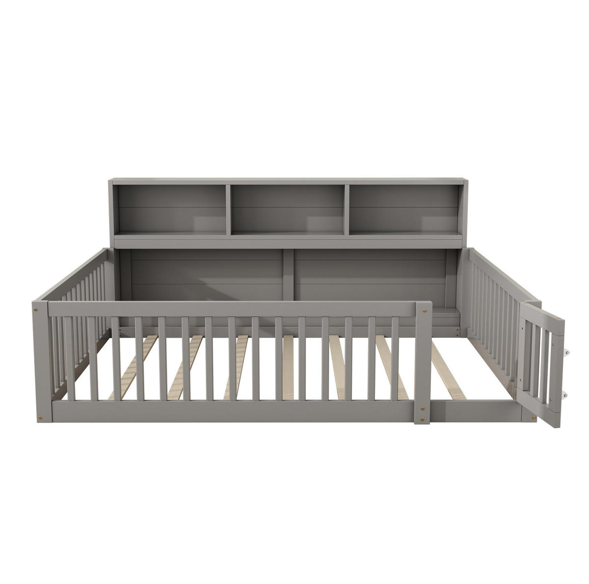 DAYBETT 140/200 cm, Grau mit Staufach und Lattenrost - Grau, Holzwerkstoff (140/200cm) - MIVRAY