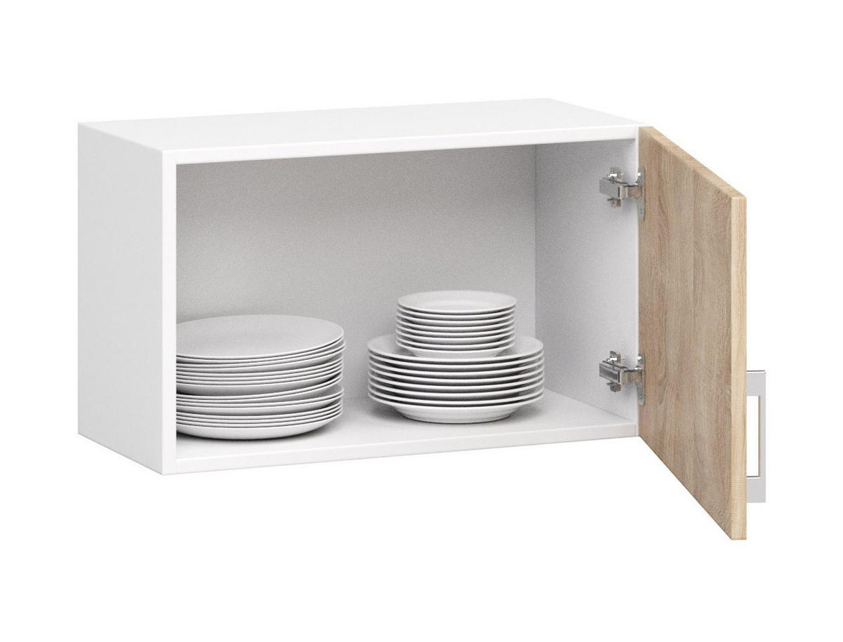 KÜCHENSCHRANK Weiß, Sonoma Eiche 30.5x60x29cm - Silberfarben/Weiß, Holzwerkstoff/Kunststoff (60/29/30.5cm) - Akord