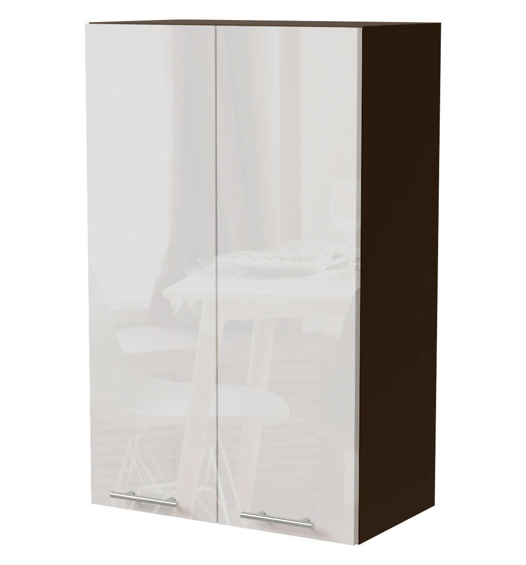 Feldmann-Wohnen Küchenhängeschrank Weiß Hochglanz, Dunkelgrau 60x96x32.5 cm
